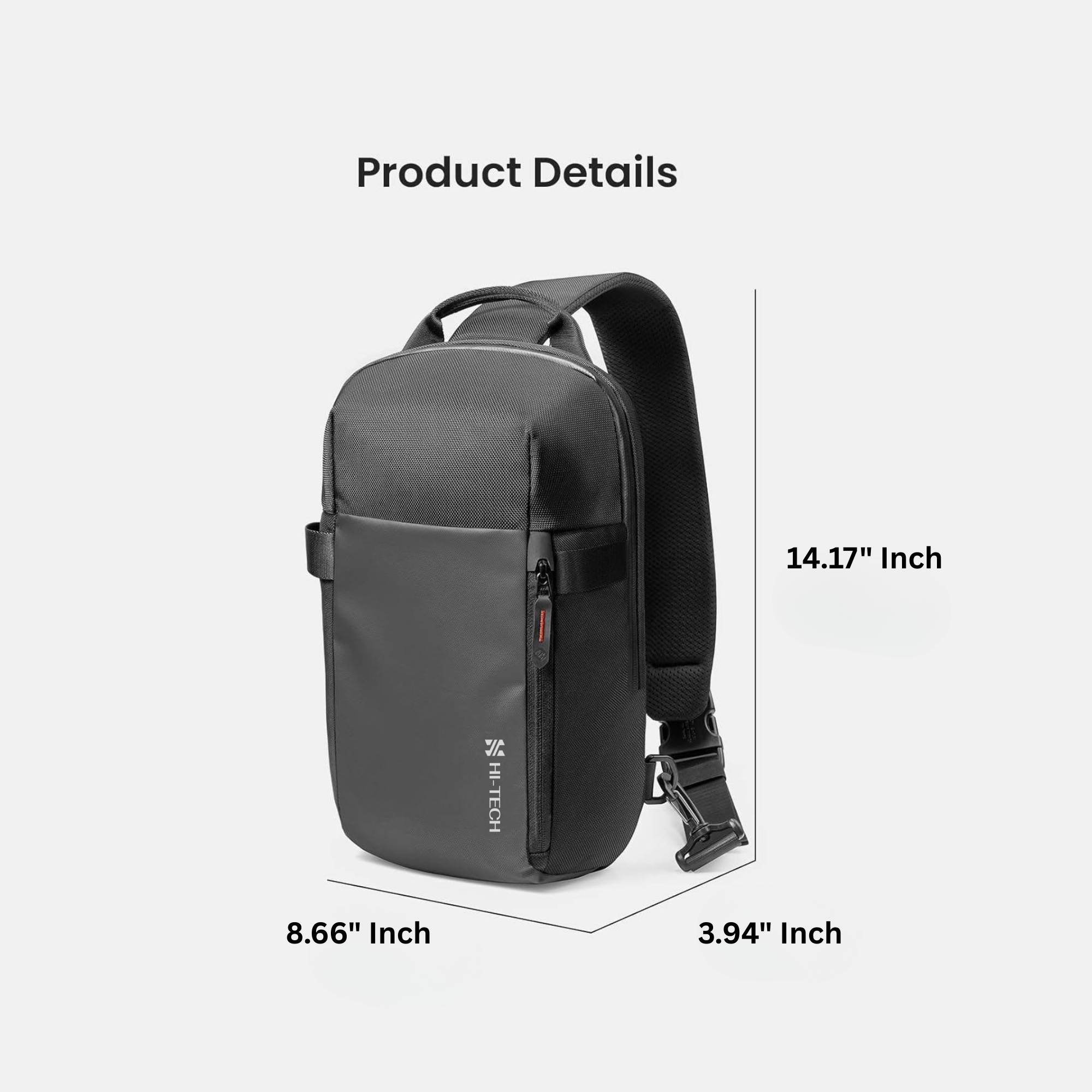 Hi-Tech Urban Crossbody Sling Bag - 5L (11 Inch) - Black