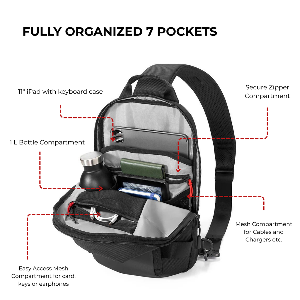 Hi-Tech Urban Crossbody Sling Bag - 5L (11 Inch) - Black